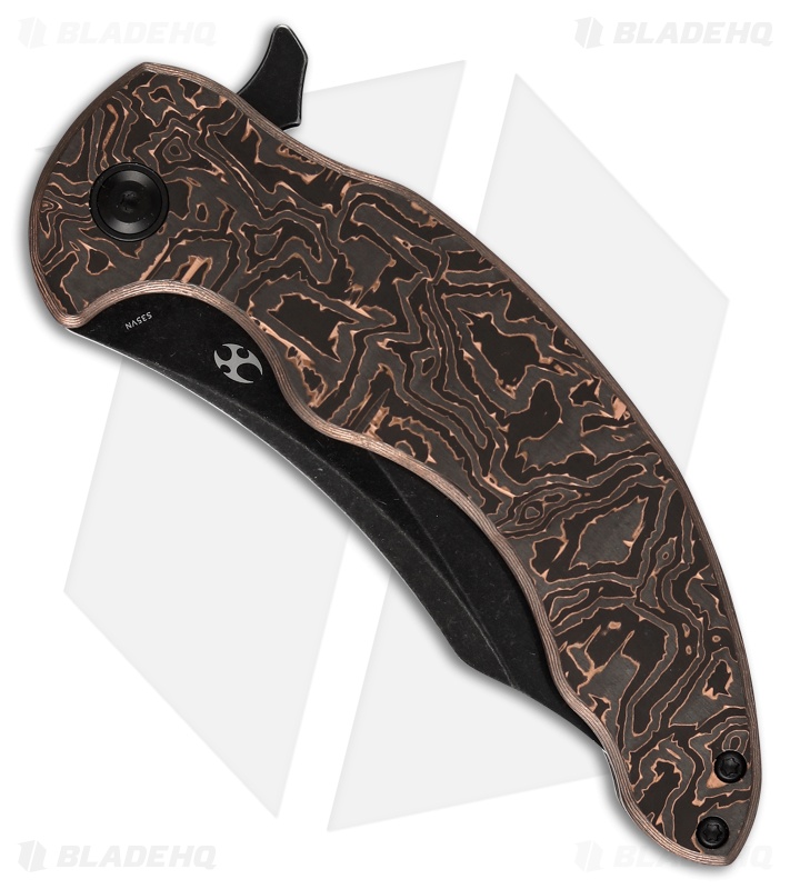 Kansept Knives Gilgamesh Frame Lock Knife Black SW Ti/Copper CF (3.75" Black SW)