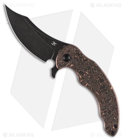Kansept Knives Gilgamesh Frame Lock Knife Black SW Ti/Copper CF (3.75" Black SW)