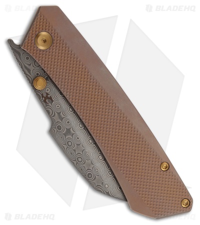 Kansept Contra Frame Lock Knife Anodized Bronze Diamond Ti (3.25" Damascus)