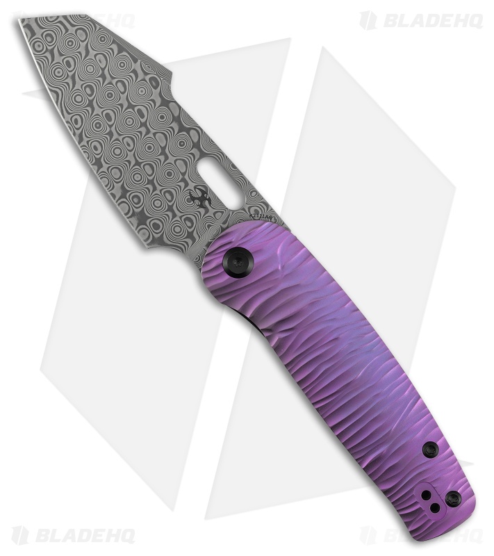 Kansept Orlok Liner Lock Knife Micro Rock Purple Titanium (3" Damascus)
