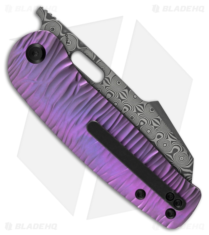 Kansept Orlok Liner Lock Knife Micro Rock Purple Titanium (3" Damascus)