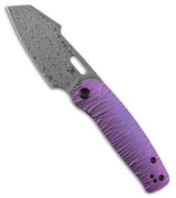 Kansept Orlok Liner Lock Knife Micro Rock Purple Titanium (3" Damascus)