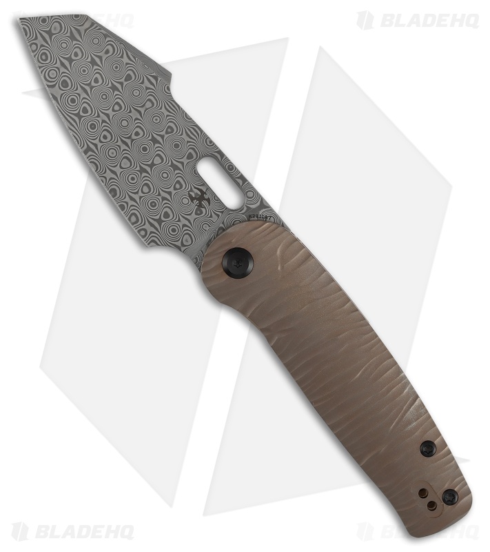 Kansept Orlok Liner Lock Knife Micro Rock Bronze Titanium (3" Damascus)