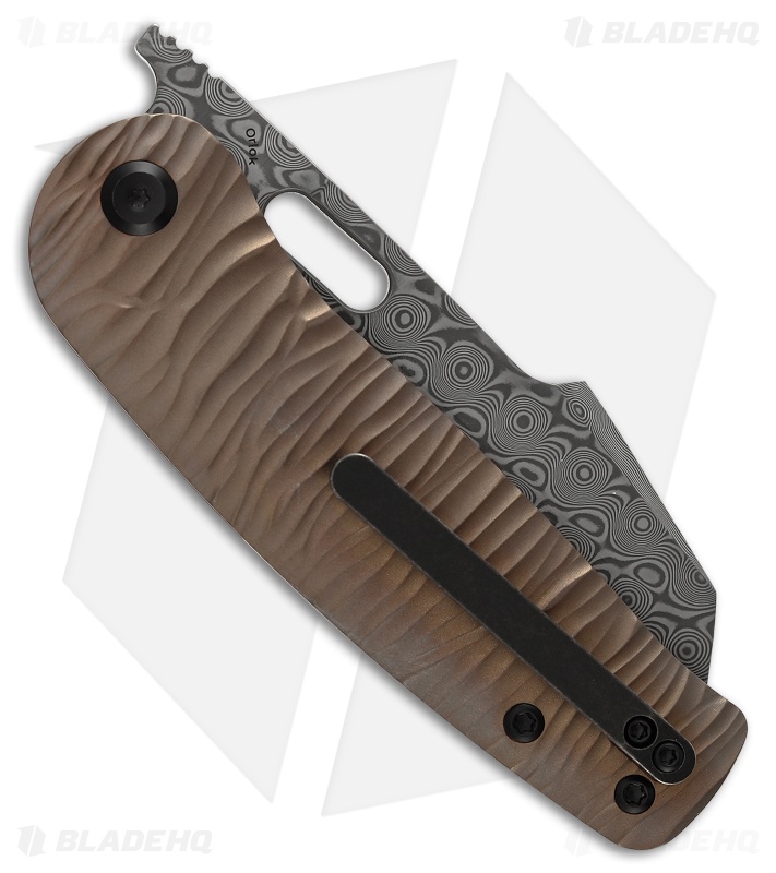 Kansept Orlok Liner Lock Knife Micro Rock Bronze Titanium (3" Damascus)