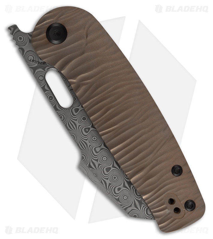 Kansept Orlok Liner Lock Knife Micro Rock Bronze Titanium (3" Damascus)