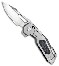 Ketuo Mini Griffin Button Liner Lock Knife Titanium/Shred CF (2.9" Bead Blast)