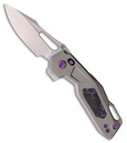 Ketuo Mini Griffin Button Liner Lock Knife Ti/Purple Marbled CF (2.9" Satin)