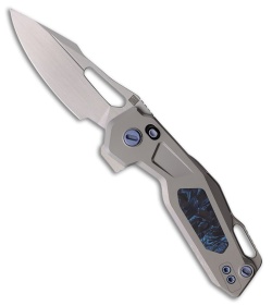 Ketuo Mini Griffin Button Liner Lock Knife Titanium/Blue Marbled CF (2.9" Satin)