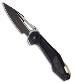 Ketuo Griffin Button Liner/Liner Lock Knife Black G-10/CF Inlay (3.5" Two-Tone)