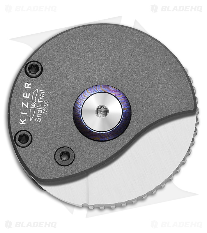 Kizer Snail-Trail Detent Slip Joint Knife Gray Aluminum (0.42" Satin M390)