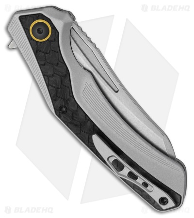 Kizer Draca Frame Lock Knife Gray Aluminum/Carbon Fiber (3.4" Stonewash)