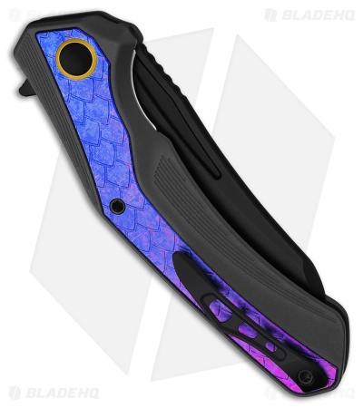 Kizer Draca Frame Lock Knife Black Al + Blue/Purple Crystallized Ti (3.4" PVD)
