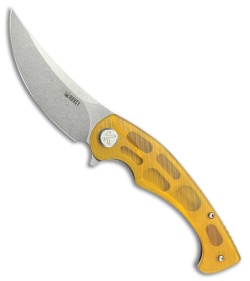 Kubey Knives Scimitar Liner Lock Knife Ultem (3.5" Stonewash 14C28N)