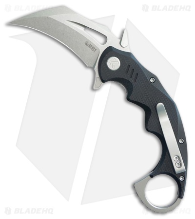 Kubey Knives Mini Wrath Liner Lock Karambit Knife Black G-10 (2.4" Stonewash)