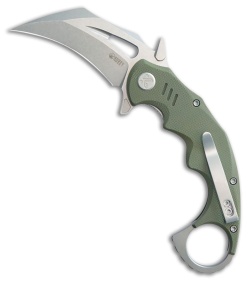 Kubey Knives Mini Wrath Liner Lock Karambit Knife OD Green G-10 (2.4" Stonewash)
