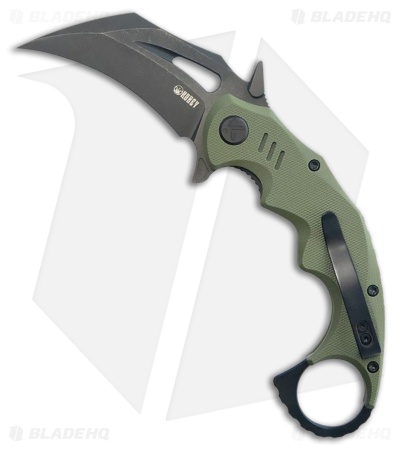 Kubey Knives Mini Wrath Liner Lock Karambit Knife OD Green G-10 (2.4" Black SW)