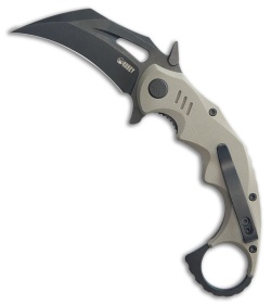 Kubey Knives Mini Wrath Liner Lock Karambit Knife Tan G-10 (2.4&quot; Black SW) | 214804