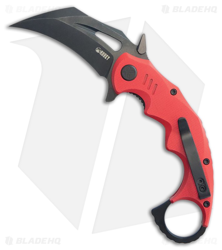 Kubey Knives Mini Wrath Liner Lock Karambit Knife Red G-10 (2.4" Black SW)