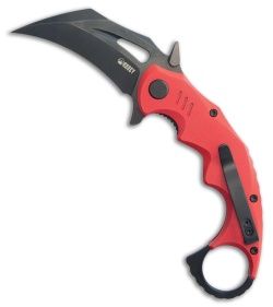 Kubey Knives Mini Wrath Liner Lock Karambit Knife Red G-10 (2.4" Black SW)