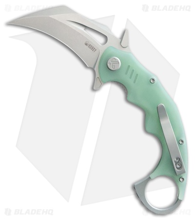 Kubey Knives Mini Wrath Liner Lock Knife Jade G-10 (2.4" Stonewash)