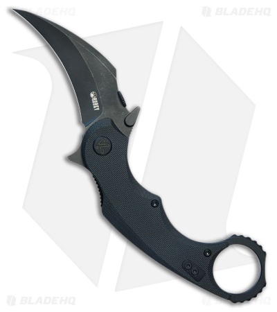 Kubey Knives Rogue Liner Lock Karambit Knife Black G-10 (2.9" Black SW)