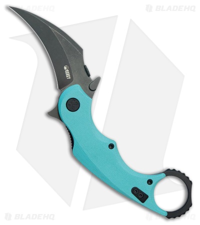 Kubey Knives Rogue Liner Lock Karambit Knife Tiffany Blue G-10 (2.9" Black SW)