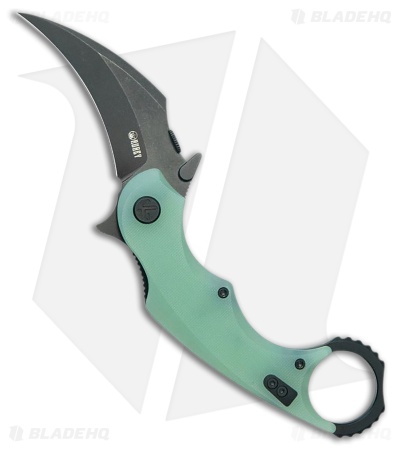 Kubey Knives Rogue Liner Lock Karambit Knife Jade G-10 (2.9" Black SW)