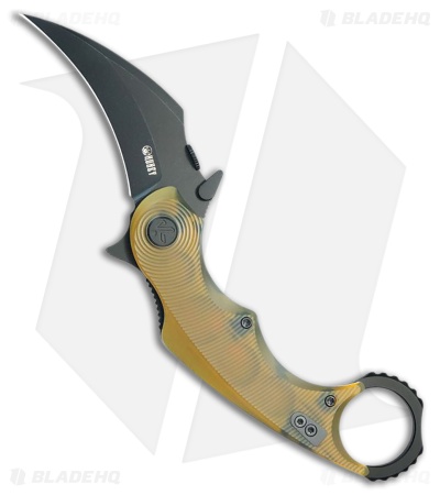 Kubey Knives Rogue Liner Lock Karambit Knife Ultem (2.9" Black SW)