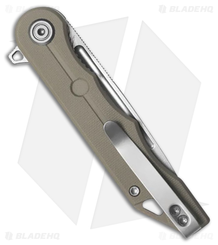 Kubey Mizo Liner Lock Knife | Khaki G-10 | Bead Blast 14C28N