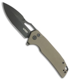Kubey Knives RDF Button Lock Knife Tan G-10 (3.1" Black SW)