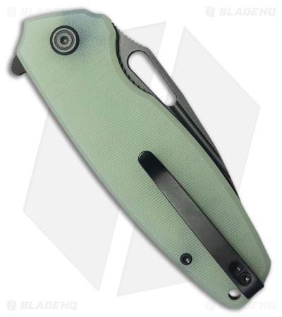 Kubey Tityus Liner Lock Knife Jade G-10 (3.4" Black Stonewash 14C28N)
