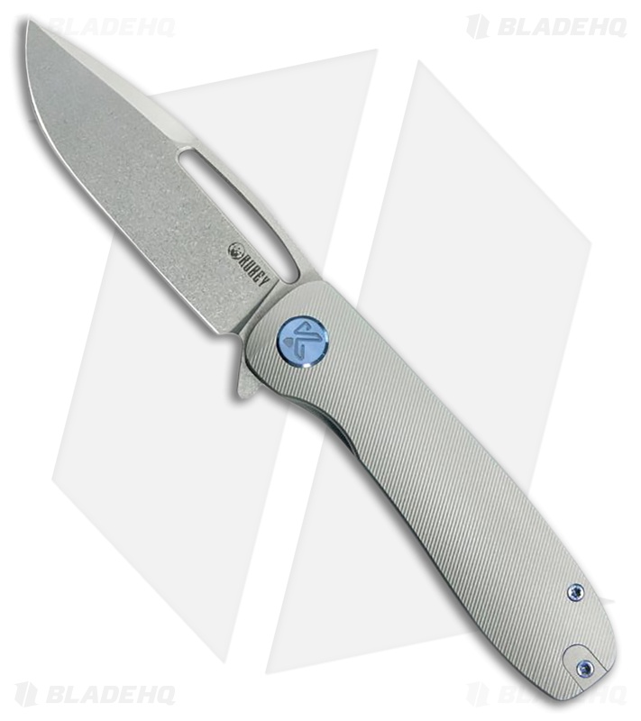 Kubey Supercell Liner Lock Knife Gray Micro Milled Titanium (3.5" SW)