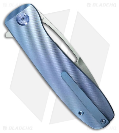 Kubey Knives Supercell Liner Lock Knife Blue Micro Milled Titanium (3.5" SW)