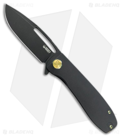Kubey Knives Supercell Liner Lock Knife Black Micro Milled Ti (3.5" Black SW)