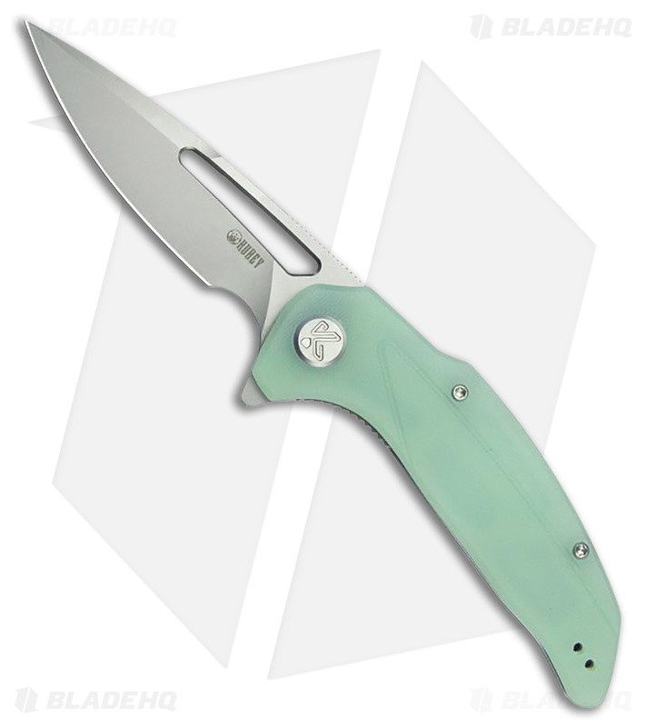 Kubey Knives Nautilus Liner Lock Knife Jade G-10 (3.5" Silver Sandblast)