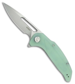 Kubey Knives Nautilus Liner Lock Knife Jade G-10 (3.5" Silver Sandblast)