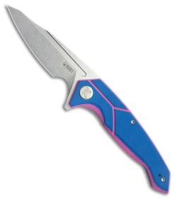 Kubey Knives RBC-1 Outdoor Liner Lock Knife Blue/Pink G-10 (3.5" Stonewash)