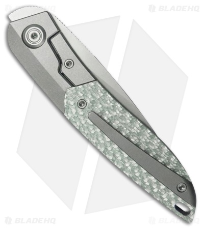 Kubey Knives Spike Frame Lock Knife Gray Ti/Silver Twill Carbon Fiber (3.1" BB)