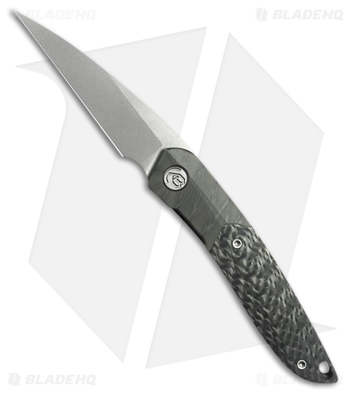 Kubey Knives Spike Frame Lock Knife Flame Ti/Twill Carbon Fiber (3.1" BB)