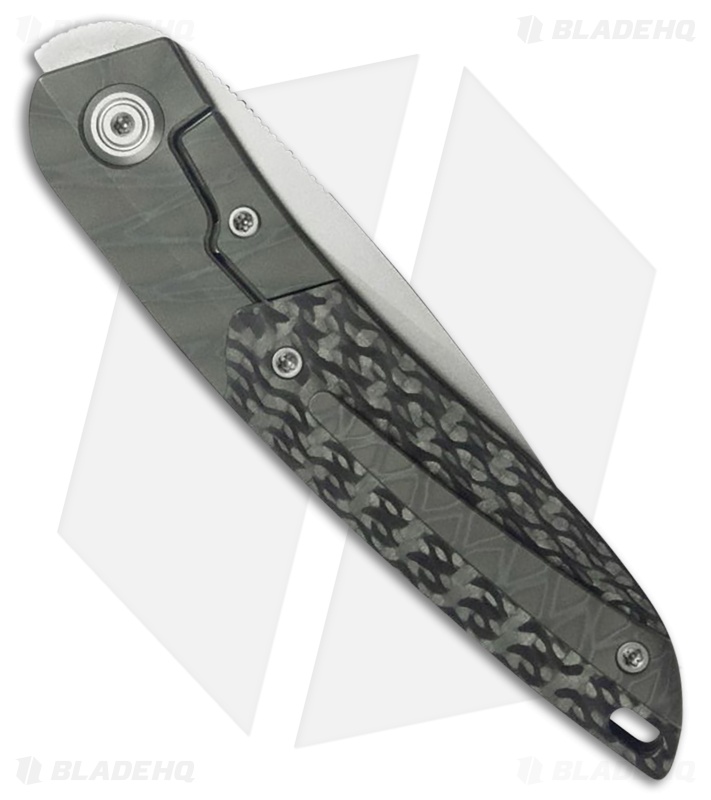 Kubey Knives Spike Frame Lock Knife Flame Ti/Twill Carbon Fiber (3.1" BB)