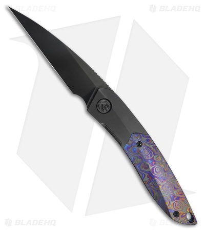 Kubey Knives Spike Frame Lock Knife Black DLC Ti/Zircuti Inlays (3.1" Black DLC)