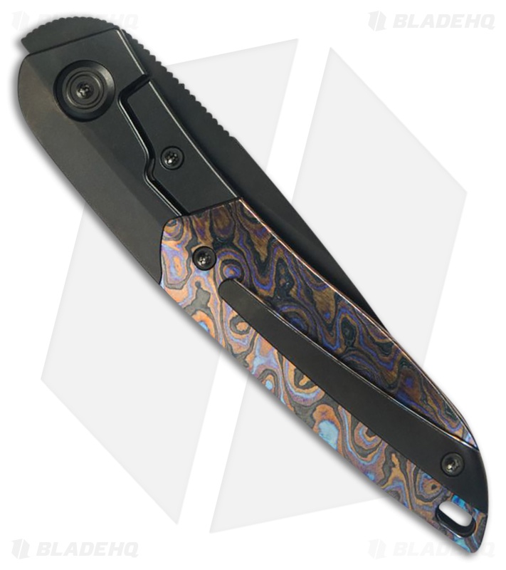 Kubey Knives Spike Frame Lock Knife Black DLC Ti/Zircuti Inlays (3.1" Black DLC)