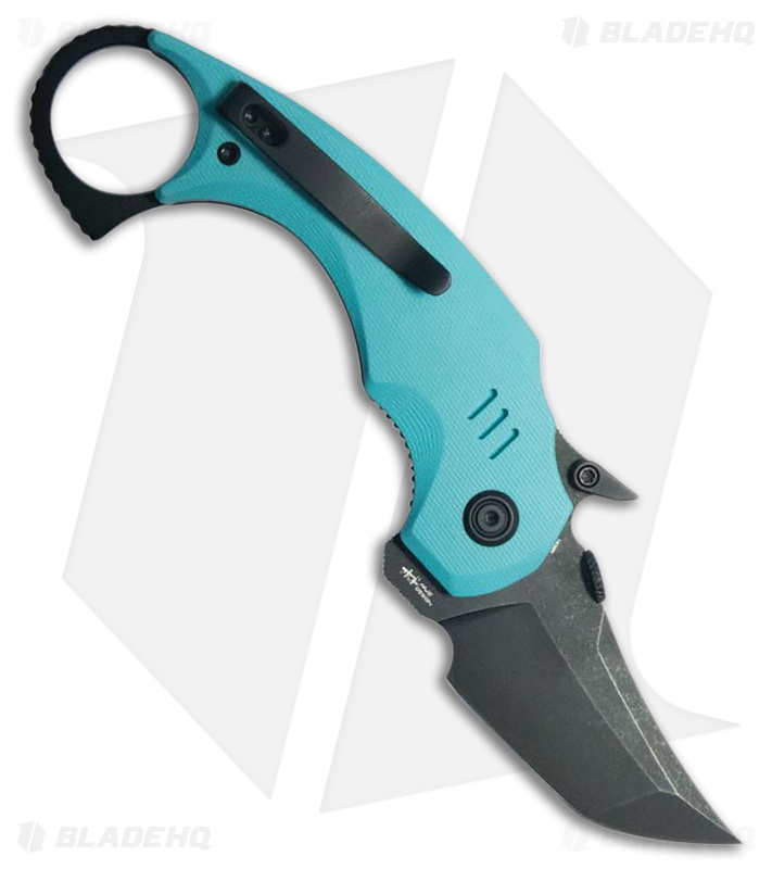Kubey Knives Jaw Tanto Liner Lock Knife Tiffany Blue G-10 (2.5" Black SW)