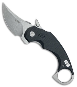 Kubey Knives Jaw Pikal Liner Lock Karambit Knife Black G-10 (2.5" Stonewash)
