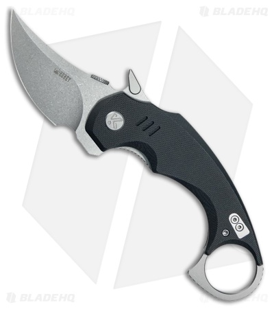 Kubey Knives Jaw Pikal Liner Lock Karambit Knife Black G-10 (2.5" Stonewash)