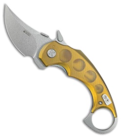 Kubey Knives Jaw Pikal Liner Lock Karambit Knife Ultem (2.5&quot; Stonewash) | 228964