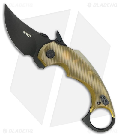 Kubey Knives Jaw Pikal Liner Lock Karambit Knife Ultem (2.5" Black SW)