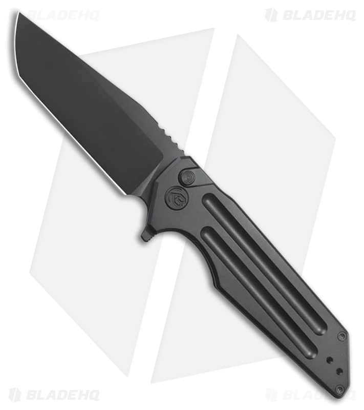 Kubey Knives Relentless Button Lock Knife Black Titanium (3.5" DLC)