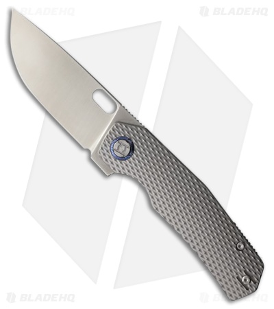 Kunwu TAO III Frame Lock Knife Bead Blast Diamond Textured Titanium (3.5" Satin)