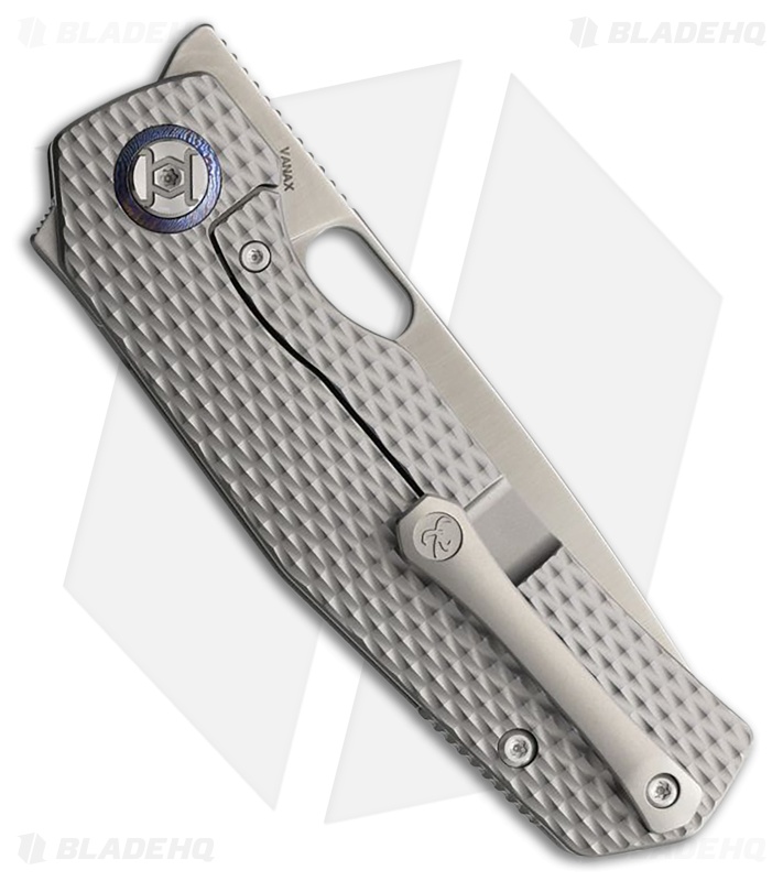 Kunwu TAO III Frame Lock Knife Bead Blast Diamond Textured Titanium (3.5" Satin)